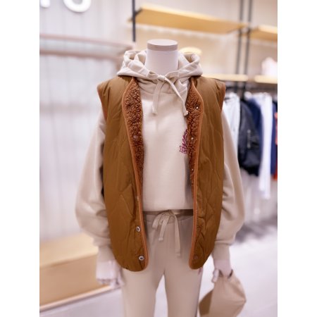 사선 아웃포켓 배색 덤블 베스트