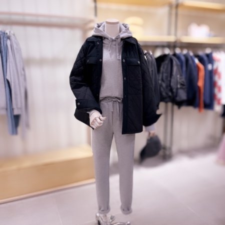 다이아퀼팅 배색 워싱 점퍼