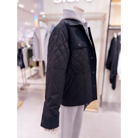 다이아퀼팅 배색 워싱 점퍼