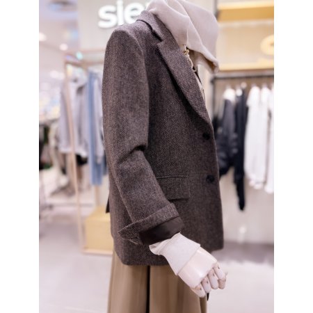 퀼팅안감 보이프렌드 투버튼 울자켓