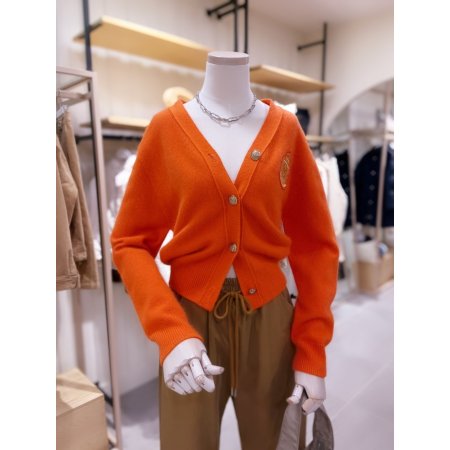 퍼프소매 홀가먼트 니트 크롭 가디건