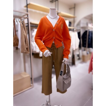 퍼프소매 홀가먼트 니트 크롭 가디건