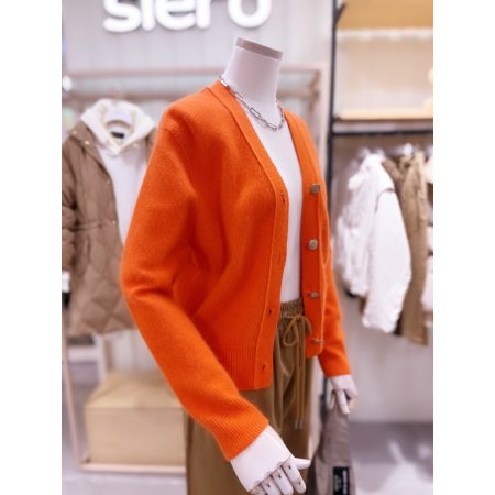 퍼프소매 홀가먼트 니트 크롭 가디건