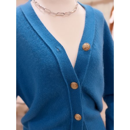 퍼프소매 홀가먼트 니트 크롭 가디건