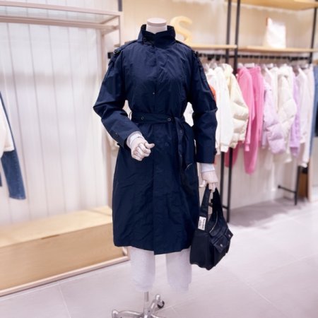 배색포인트 퀼팅 라이너 롱 점퍼