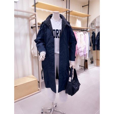 배색포인트 퀼팅 라이너 롱 점퍼