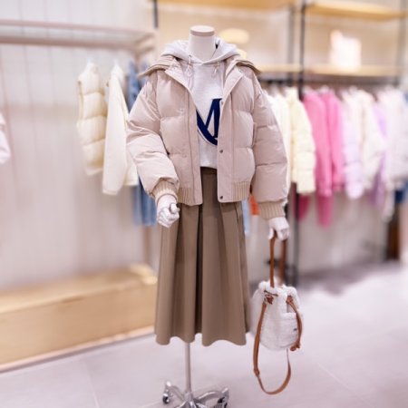 니트 빅카라 크랍기장 다운 점퍼