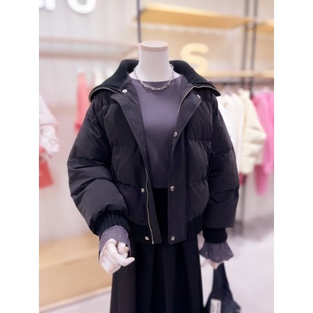 니트 빅카라 크랍기장 다운 점퍼