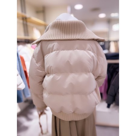 니트 빅카라 크랍기장 다운 점퍼