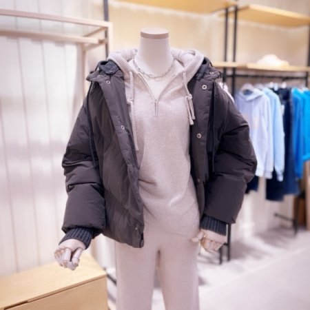 니트후드 탈착 사선 다운점퍼