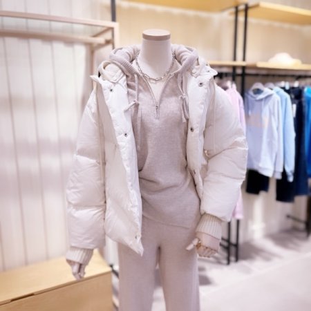 니트후드 탈착 사선 다운점퍼