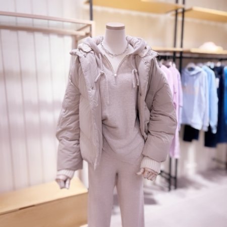 니트후드 탈착 사선 다운점퍼