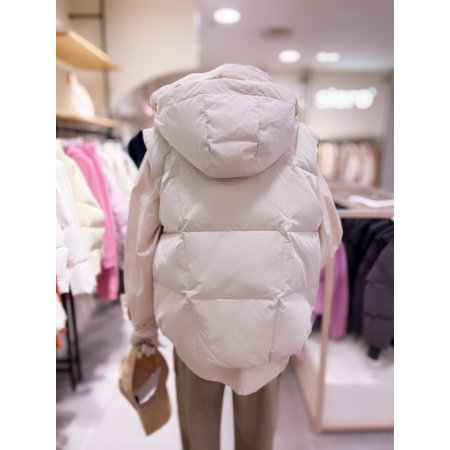 변형퀼팅 후드 다운 베스트