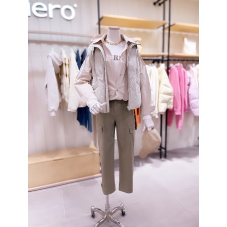 변형퀼팅 후드 다운 베스트