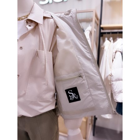 변형퀼팅 후드 다운 베스트