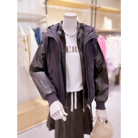 변형퀼팅 후드 다운 베스트