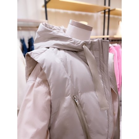 후드넥 지퍼 디테일 다운 베스트