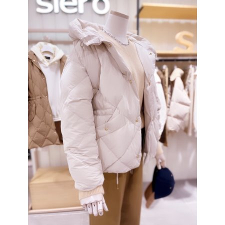 헤비후드 다이아 퀼팅 구스다운 점퍼