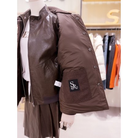 니트카라 다이아퀼팅 셔츠형 점퍼