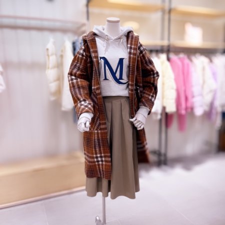 캥거루 포켓 체크 후드 코트