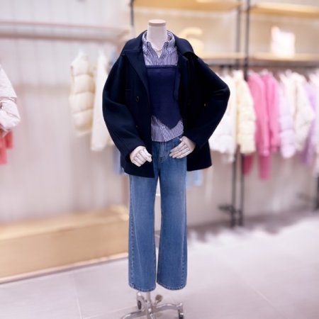 더블버튼 모직 코트