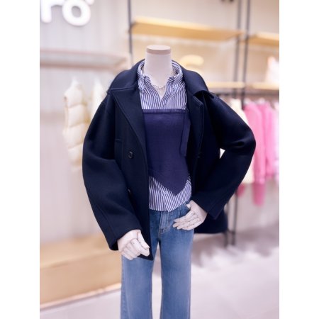 더블버튼 모직 코트