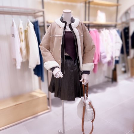 노카라 인조퍼 무스탕 자켓