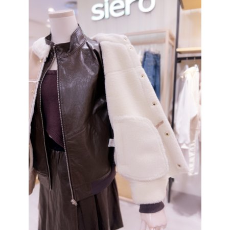 노카라 인조퍼 무스탕 자켓