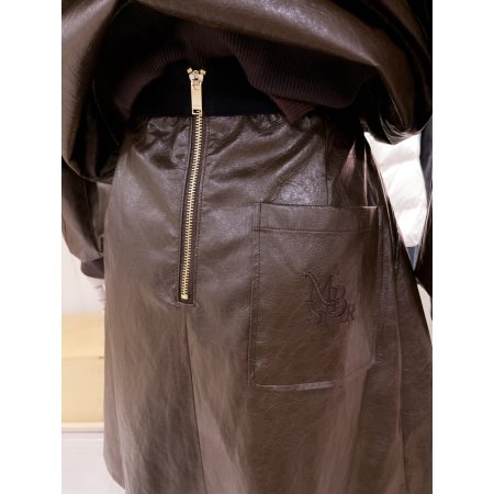 허리밴딩 에코레더 플리츠 미니 스커트