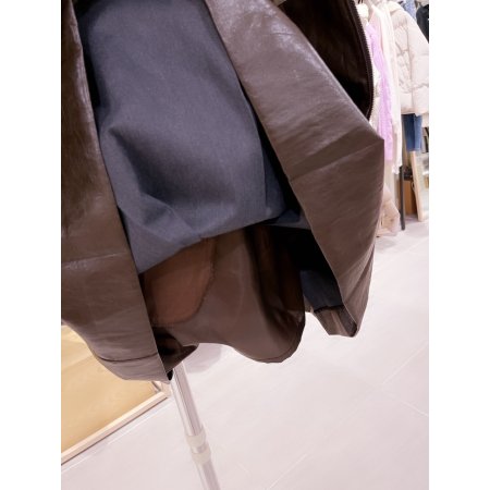 허리밴딩 에코레더 플리츠 미니 스커트