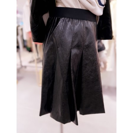 허리밴딩 에코레더 플리츠 미니 스커트