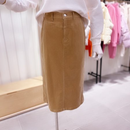 코듀로이 스판 H라인 미디길이 스커트