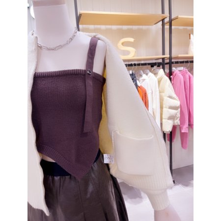 라운드넥 부클 니트 집업