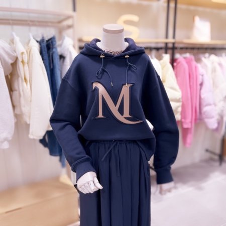 M아플리케 후드 티셔츠