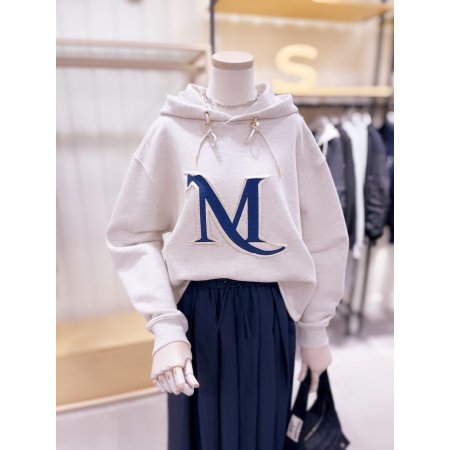 M아플리케 후드 티셔츠
