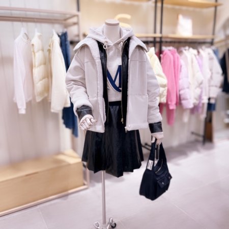 하이넥 카라 인조퍼 무스탕