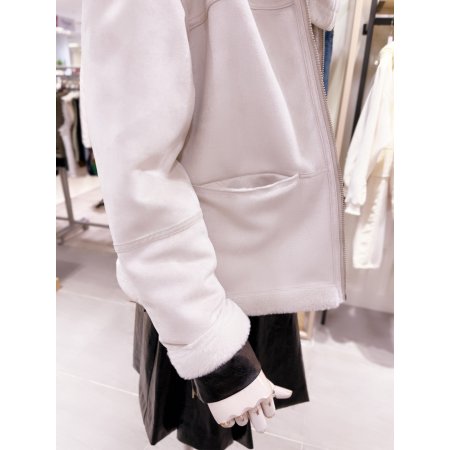 하이넥 카라 인조퍼 무스탕