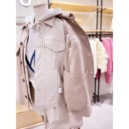 이중지 아웃포켓 셔츠형 코트