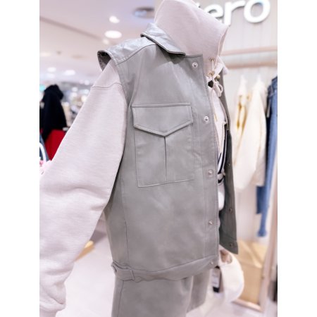 인조가죽 아웃포켓 베스트