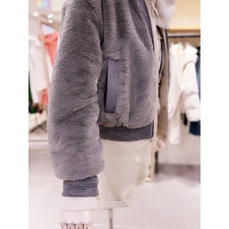 에코밍크퍼 스웨이드 배색 점퍼