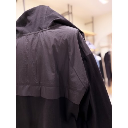 우븐배색 밑단스트링 후드 점퍼