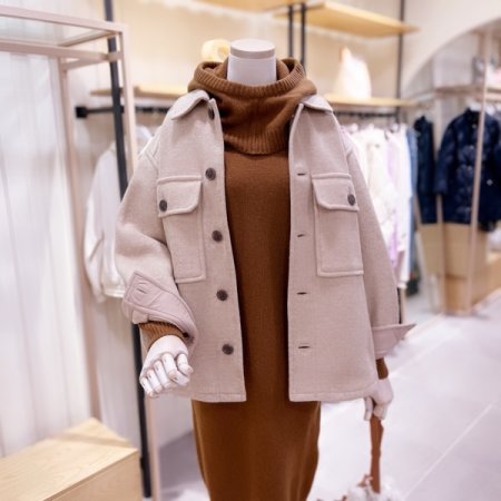 아웃포켓 셔츠형 코트