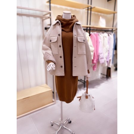 아웃포켓 셔츠형 코트