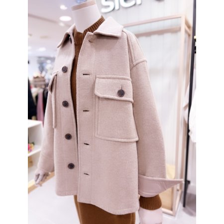 아웃포켓 셔츠형 코트