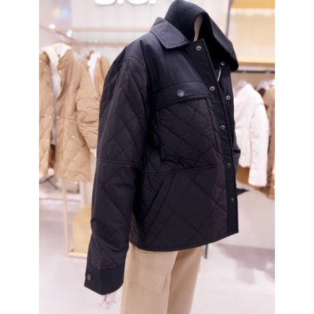 카라 워싱 다이아 퀼팅 점퍼