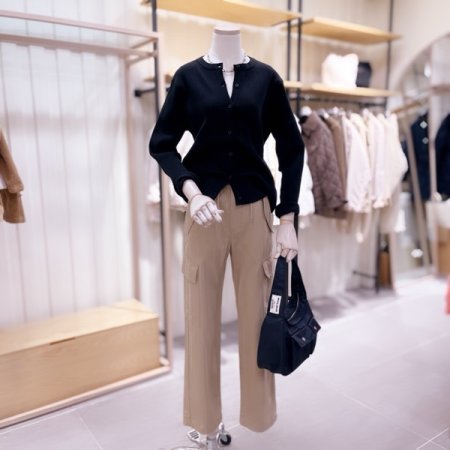 라운드넥 골지 가디건