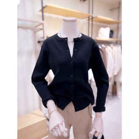 라운드넥 골지 가디건