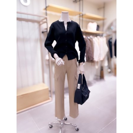 라운드넥 골지 가디건