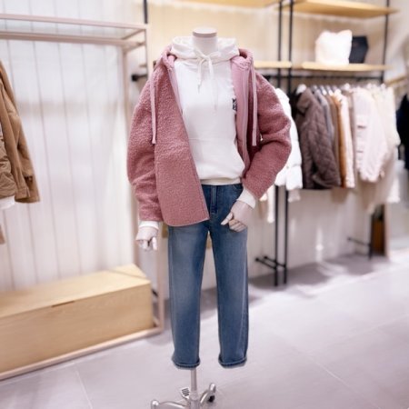 뒷판 슬로건 아플리케 덤블 후드점퍼