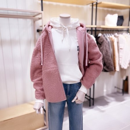 뒷판 슬로건 아플리케 덤블 후드점퍼